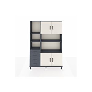 Arges Dolap 8 Raflı 4 Çekmeceli 4 Kapaklı 132x30x195 Antrasit-aytaşı/antrasit