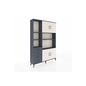 Arges Dolap 8 Raflı 4 Çekmeceli 4 Kapaklı 132x30x195 Antrasit-aytaşı/antrasit