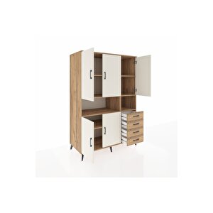Kronos Dolap 7 Raflı 4 Çekmeceli 5 Kapaklı 132x59x195 Çam-aytaşı/çam