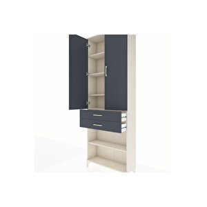 Arges Dolap 5 Raflı 2 Çekmeceli 2 Kapaklı 88x30x243 Aytaşı-antrasit