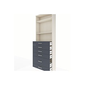 Arges Dolap 3 Raflı 6 Çekmeceli 88x30x243 Aytaşı-antrasit