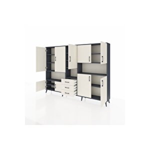 Arges Dolap 13 Raflı 3 Çekmeceli 9 Kapaklı 220x30x163 Antrasit-aytaşı