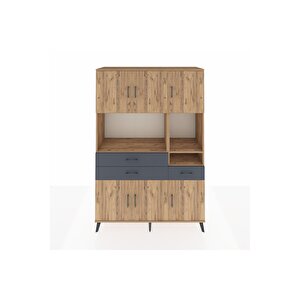 Hyperion Dolap 9 Raflı 3 Çekmeceli 6 Kapaklı 132x44x195 Çam-çam/antrasit