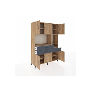 Hyperion Dolap 9 Raflı 3 Çekmeceli 6 Kapaklı 132x44x195 Çam-çam/antrasit
