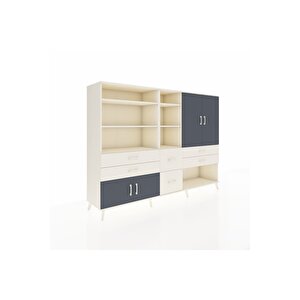 Hyperion Dolap 10 Raflı 6 Çekmeceli 4 Kapaklı 220x44x163 Aytaşı-antrasit/aytaşı