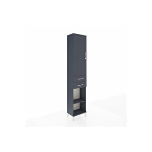 Arges Dolap 4 Raflı 2 Çekmeceli Tek Kapaklı 44x30x221 Antrasit-antrasit