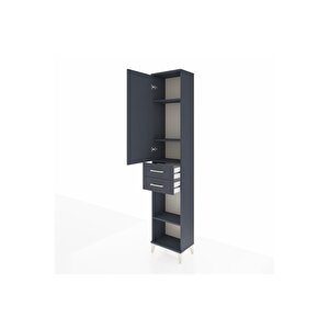 Arges Dolap 4 Raflı 2 Çekmeceli Tek Kapaklı 44x30x221 Antrasit-antrasit