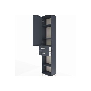 Arges Dolap 4 Raflı 2 Çekmeceli Tek Kapaklı 44x30x221 Antrasit-antrasit