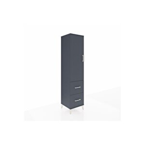 Hyperion Dolap 2 Raflı 2 Çekmeceli Tek Askılı 44x44x195 Antrasit-antrasit