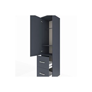 Hyperion Dolap 2 Raflı 2 Çekmeceli Tek Askılı 44x44x195 Antrasit-antrasit