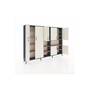 Arges Dolap 13 Raflı 7 Kapaklı 220x30x163 Antrasit-aytaşı/çam