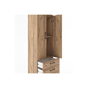 Hyperion Dolap 2 Raflı 3 Çekmeceli 2 Kapaklı 60x44x182 Çam-çam