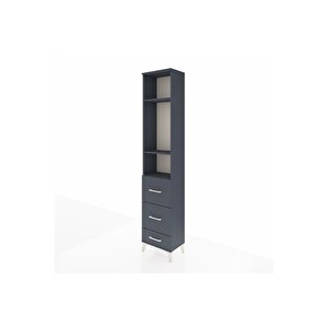 Arges Dolap 3 Raflı 3 Çekmeceli 44x30x221 Antrasit-antrasit