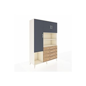Hyperion Dolap 7 Raflı 4 Çekmeceli 3 Kapaklı 132x44x195 Aytaşı-antrasit/çam