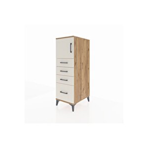 Kronos Dolap Tek Raflı 4 Çekmeceli Tek Kapaklı 44x59x134 Çam-aytaşı