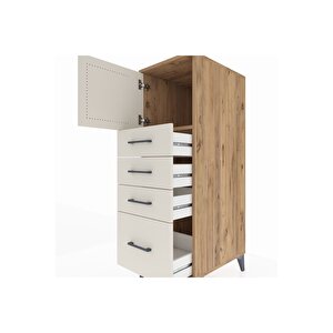 Kronos Dolap Tek Raflı 4 Çekmeceli Tek Kapaklı 44x59x134 Çam-aytaşı