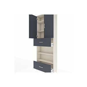 Arges Dolap 5 Raflı 2 Çekmeceli 2 Kapaklı 88x30x243 Aytaşı-antrasit