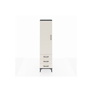 Arges Dolap 4 Raflı 3 Çekmeceli Tek Kapaklı 44x30x182 Antrasit-aytaşı