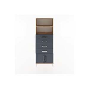 Arges Dolap 2 Raflı 4 Çekmeceli 2 Kapaklı 60x30x163 Çam-antrasit