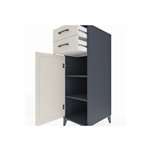 Kronos Dolap 2 Raflı 2 Çekmeceli Tek Kapaklı 44x59x134 Antrasit-aytaşı