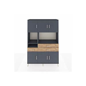 Hyperion Dolap 9 Raflı 3 Çekmeceli 6 Kapaklı 132x44x195 Antrasit-antrasit/çam