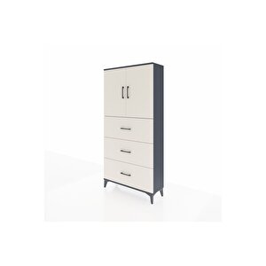 Arges Dolap 2 Raflı 3 Çekmeceli 2 Kapaklı 88x30x182 Antrasit-aytaşı