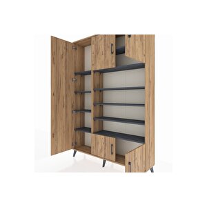 Arges Dolap 10 Raflı 5 Kapaklı 132x30x195 Çam-çam/antrasit