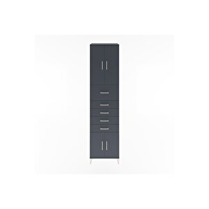 Hyperion Dolap 2 Raflı 5 Çekmeceli 4 Kapaklı 60x44x243 Antrasit-antrasit