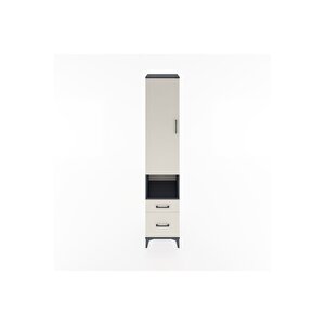 Hyperion Dolap 4 Raflı 2 Çekmeceli Tek Kapaklı 44x44x221 Antrasit-aytaşı