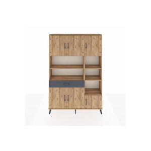 Arges Dolap 10 Raflı Tek Çekmeceli 6 Kapaklı 132x30x195 Çam-çam/antrasit