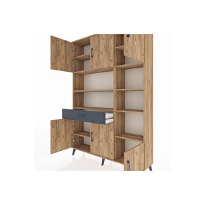 Arges Dolap 10 Raflı Tek Çekmeceli 6 Kapaklı 132x30x195 Çam-çam/antrasit