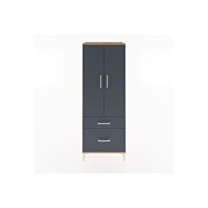 Hyperion Dolap 3 Raflı 2 Çekmeceli 2 Kapaklı 60x44x163 Çam-antrasit