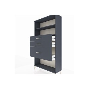 Arges Dolap 2 Raflı 3 Çekmeceli 88x30x163 Antrasit-antrasit