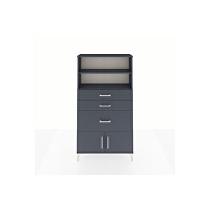 Arges Dolap 2 Raflı 3 Çekmeceli 2 Kapaklı 88x30x163 Antrasit-antrasit