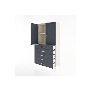 Hyperion Dolap 2 Raflı 5 Çekmeceli 2 Kapaklı 88x44x182 Aytaşı-antrasit
