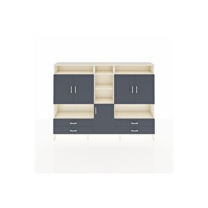 Arges Dolap 12 Raflı 4 Çekmeceli 5 Kapaklı 220x30x163 Aytaşı-antrasit