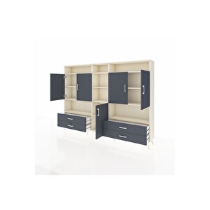 Arges Dolap 12 Raflı 4 Çekmeceli 5 Kapaklı 220x30x163 Aytaşı-antrasit