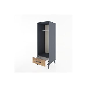 Hyperion Dolap Tek Raflı Tek Çekmeceli Tek Askılı 44x44x134 Antrasit-çam