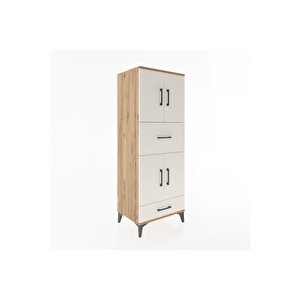 Hyperion Dolap 4 Raflı 2 Çekmeceli 4 Kapaklı 60x44x163 Çam-aytaşı