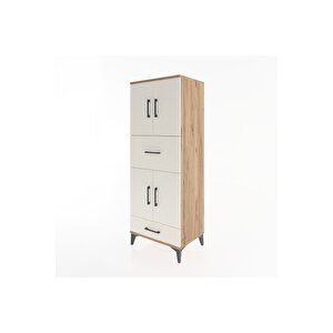 Hyperion Dolap 4 Raflı 2 Çekmeceli 4 Kapaklı 60x44x163 Çam-aytaşı