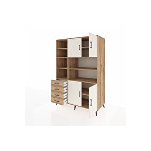 Kronos Dolap 9 Raflı 4 Çekmeceli 4 Kapaklı 132x59x195 Çam-aytaşı/çam