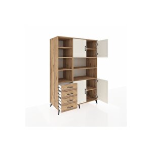 Kronos Dolap 9 Raflı 4 Çekmeceli 4 Kapaklı 132x59x195 Çam-aytaşı/çam
