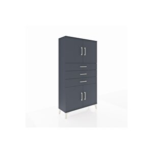 Arges Dolap 3 Raflı 3 Çekmeceli 4 Kapaklı 88x30x163 Antrasit-antrasit