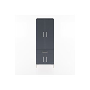 Arges Dolap 3 Raflı Tek Çekmeceli 4 Kapaklı 60x30x163 Antrasit-antrasit