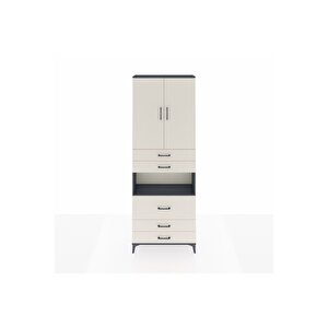 Arges Dolap 4 Raflı 5 Çekmeceli 2 Kapaklı 88x30x243 Antrasit-aytaşı