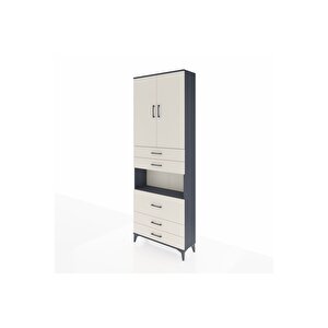 Arges Dolap 4 Raflı 5 Çekmeceli 2 Kapaklı 88x30x243 Antrasit-aytaşı