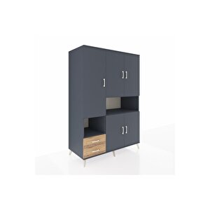 Kronos Dolap 10 Raflı 2 Çekmeceli 5 Kapaklı 132x59x195 Antrasit-antrasit/çam