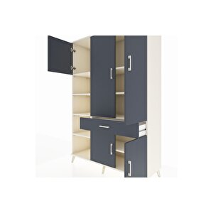 Hyperion Gardrop 8 Raflı Tek Çekmeceli 5 Kapaklı 132x44x195 Aytaşı-antrasit