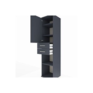Hyperion Dolap 4 Raflı 2 Çekmeceli 44x44x195 Antrasit-antrasit