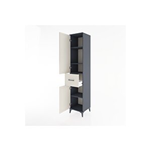 Hyperion Dolap 4 Raflı Tek Çekmeceli 2 Kapaklı 44x44x221 Antrasit-aytaşı
